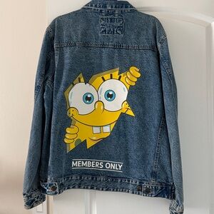Members Only Blue Denim Jacket with Cartoon Patch